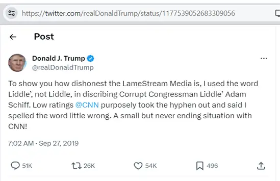 Trump hypen tweet Sept. 27, 2019